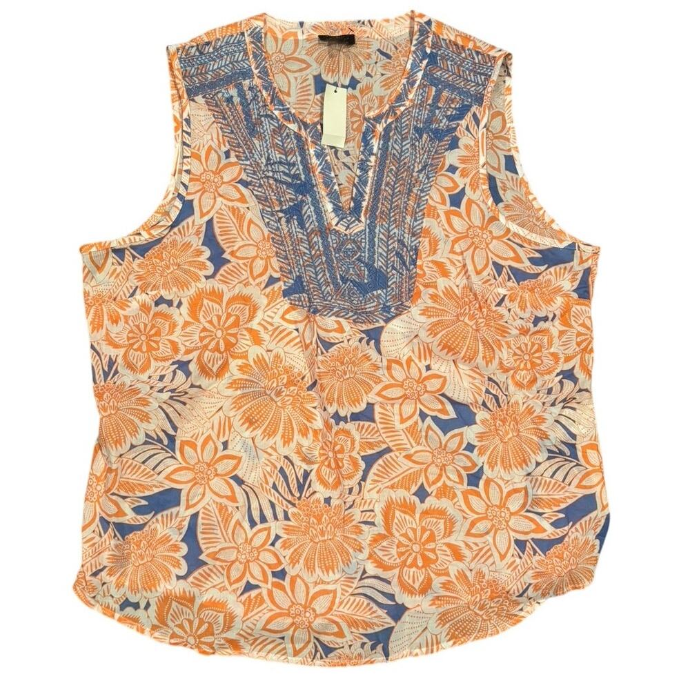 🧡 Talbots NWT Floral Sleeveless Boho Summer Top 🌺 - Size XLP